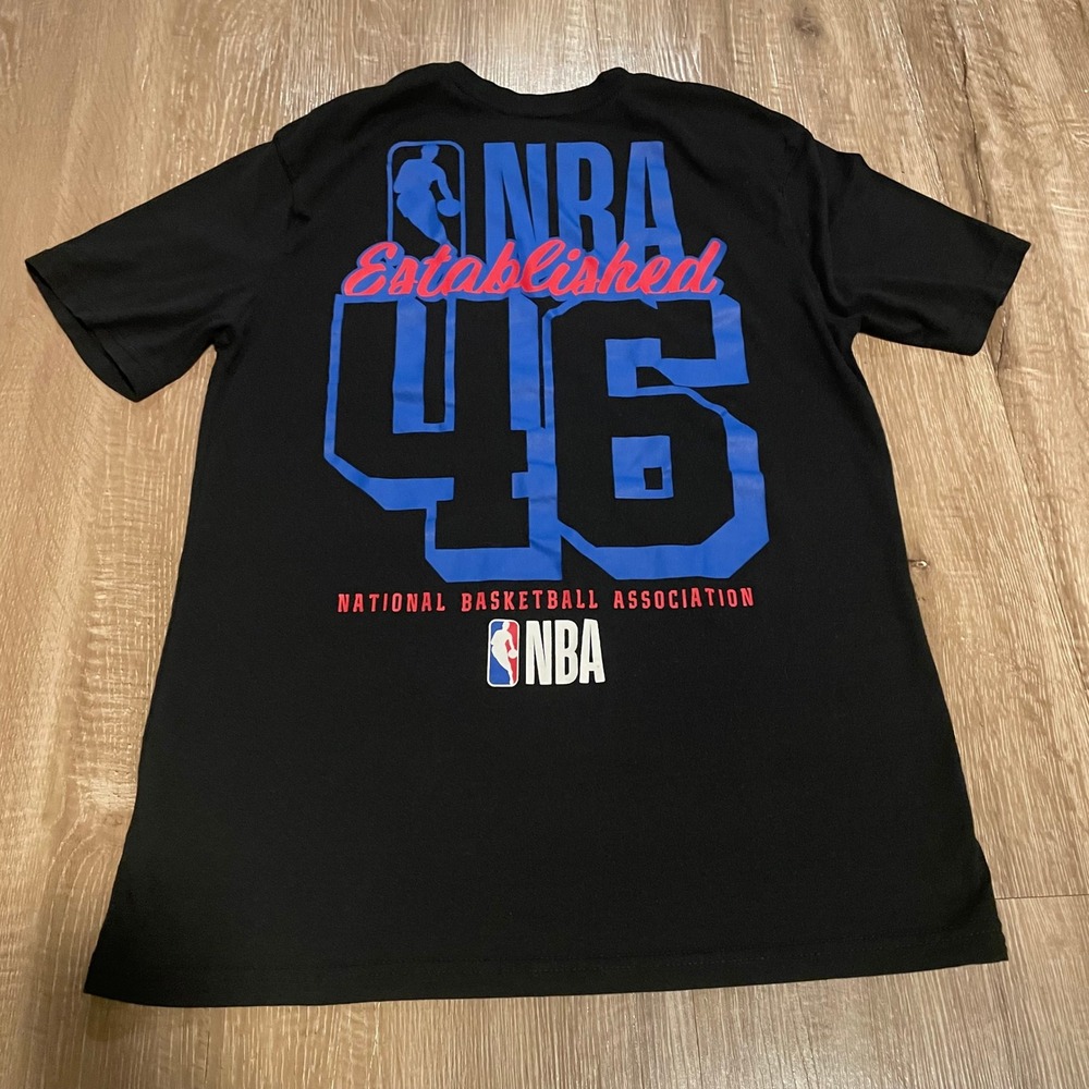 NBA Mens T-Shirt Size Small Black Cotton Graphic Established 46 Basketball Tee